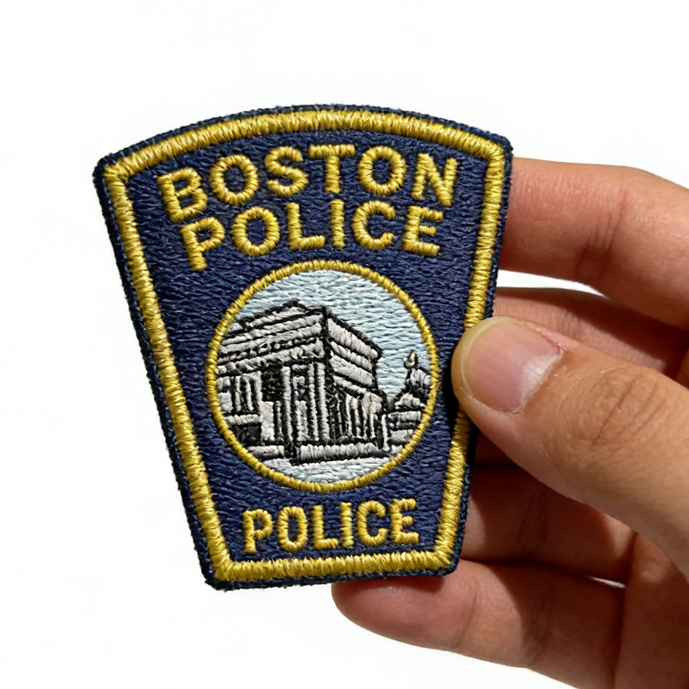 Custom Embroidered Boston Police Patches - Themed Law Enforcement Emblems for Massachusetts, USA - Personalized Police Department Badge Collection