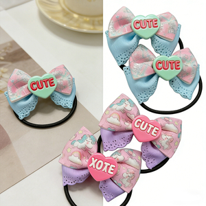 Custom Long-lasting Easy-to-clean PVC Heart Decorations for Hair Clips - Customizable Text PVC Charms for Hair Accessories