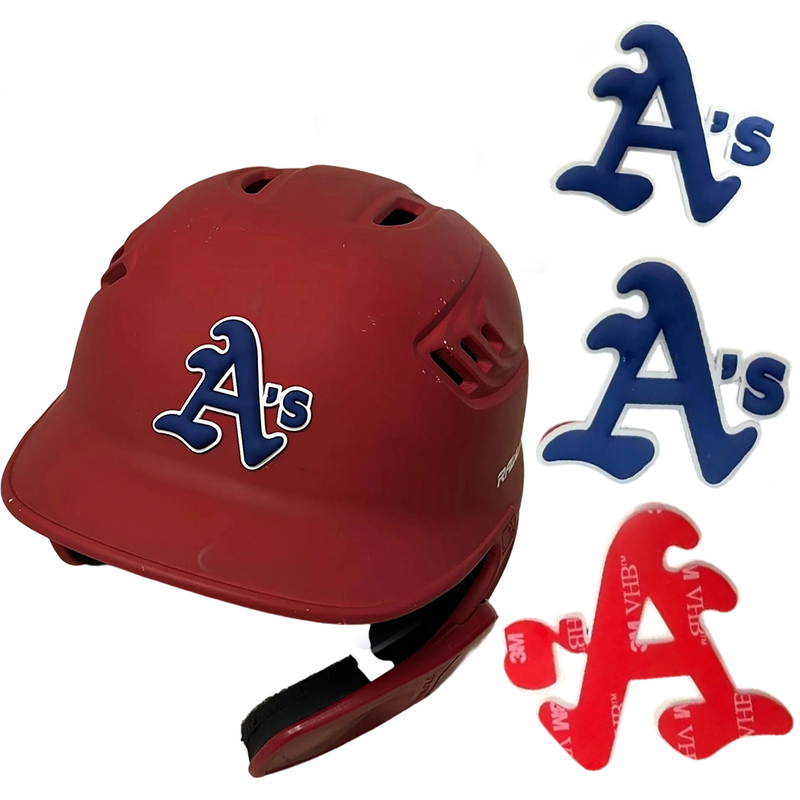 Custom 3D Helmet Decals With 3m Adhesive PVC Rubber Stick-on Patch, Baseball Helmet Stickers Softball, Hockey, Sports Logo
