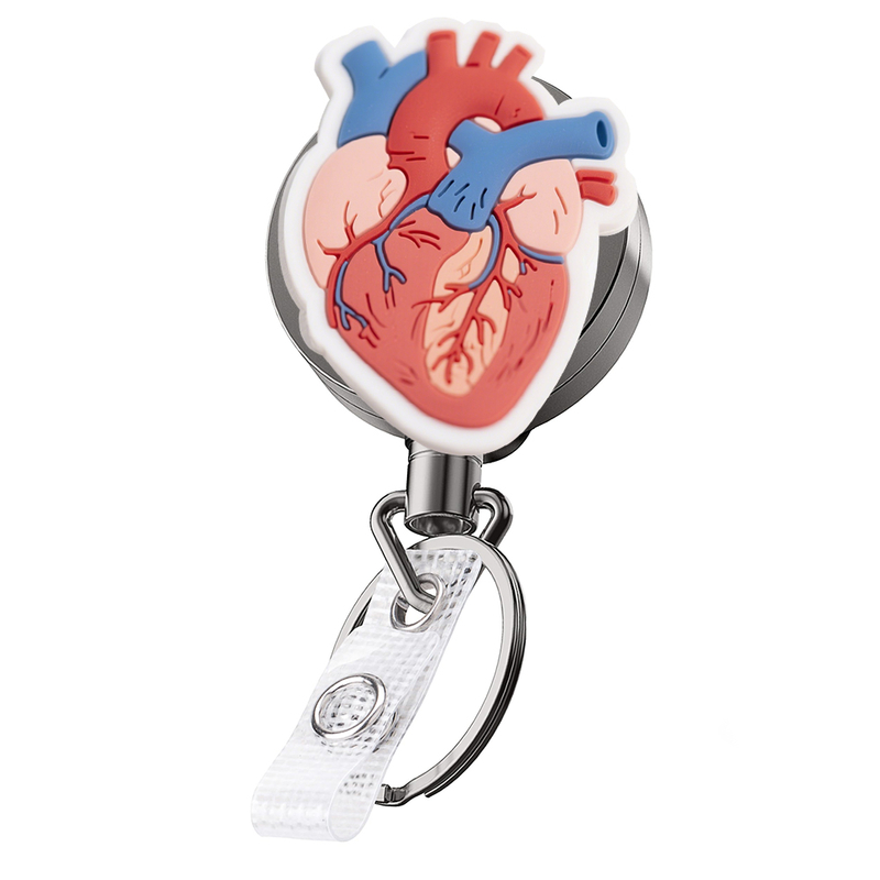 Nurses Custom Badge Reel Medical Retractable Heart Organ Pvc Badge Reel Clip Doctor Accessories Wholesale Id Card Holder for Work