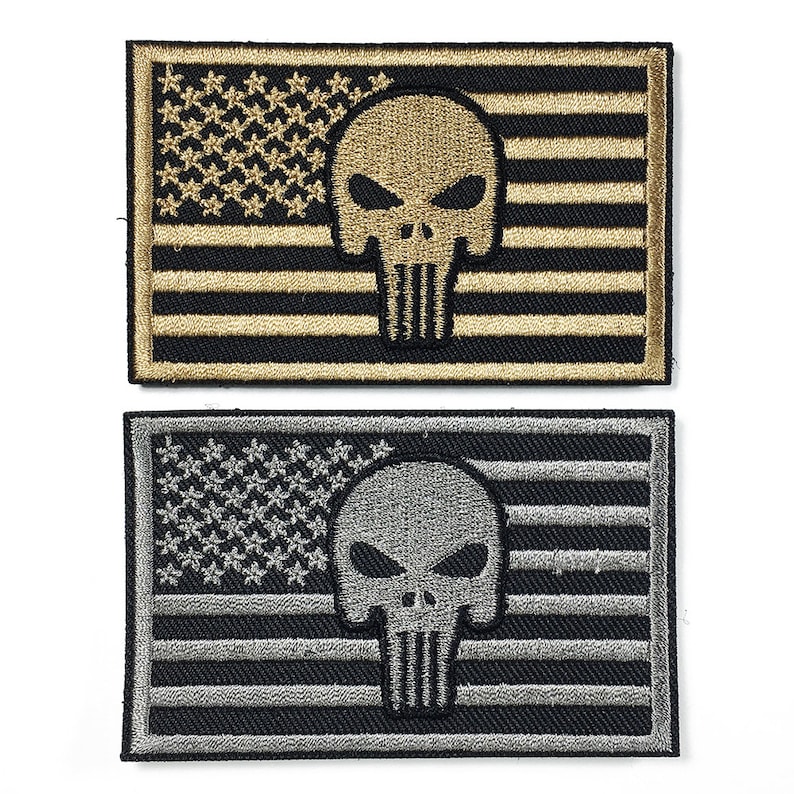 American Flag Tactical Morale USA Military Patch Bundle for Caps