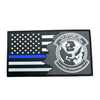 OEM Custom Silicon Patches Large Size 3D US American Blue Line Flag Iron-On PVC Rubber Patch for Clothing Woven Fabric Technique
