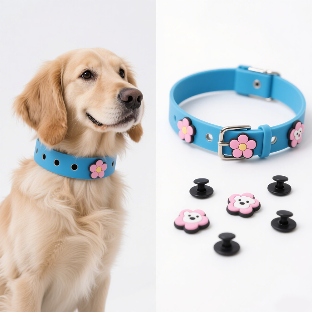 Collar Charms New Design Colorful Wholesale Custom Logo Shoe Charm Luxury Waterproof Designer PVC Badge for Pet Cat Dog Collar