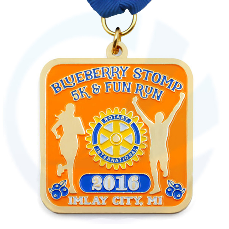 Zinc Alloy Casting Gold Asard rotary international 5k fun run Medal