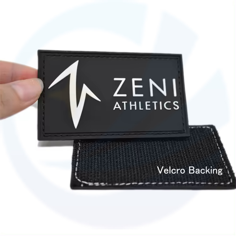 Hook & Loop Rubber Logo Label PVC Embossed Engraved Rubber Patches