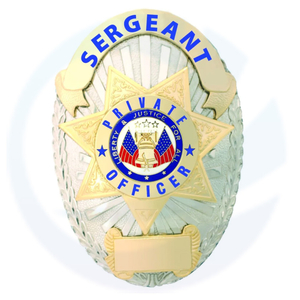 SERGEANT PRIVATE OFFICER GOLD ON SILVER SHIELD BADGE