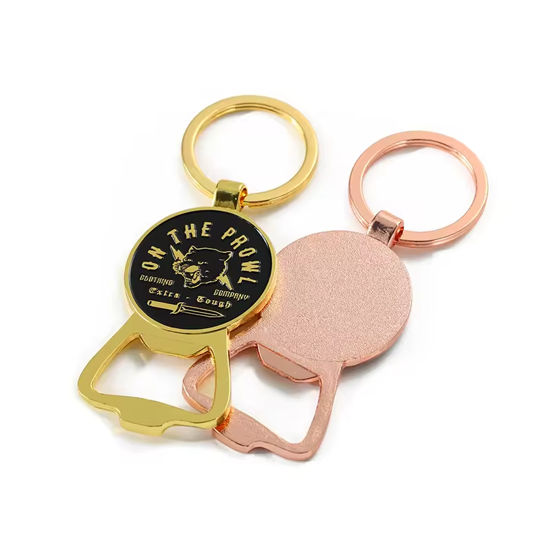 Custom Logo Bottle Opener Keyring Soft Enamel Brand Letter Opener Keychain Metal Zinc Alloy Gold Copper Bottle Opener Key Chain