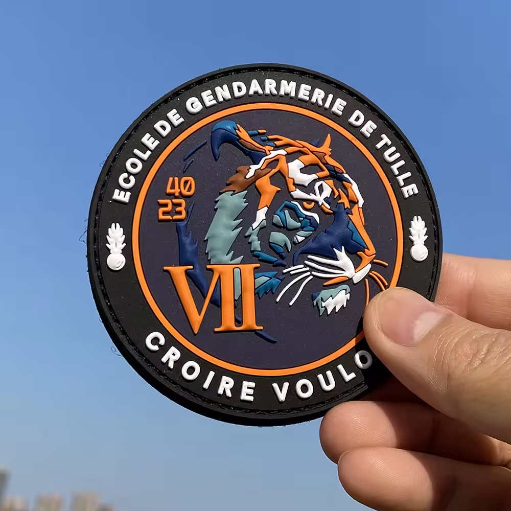 Custom Personalized Hook And Loop Round Professional Soft 3D PVC Rubber Labels Patch 