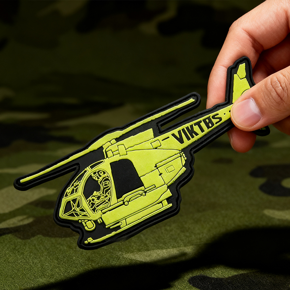Custom Australian Helicopter Pattern PVC Patch Glow in the Dark 3D Rubber Patch for Jackets Bags and Collectors