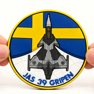 Custom Swedish Aviation Unit PVC Patch 3D Rubber Label with Hook Fastener