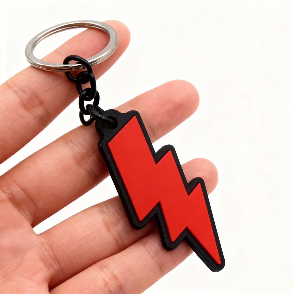 Custom Lightning Shaped Soft PVC Keychain Personalized Rubber Key Ring Logo Charm for Gifts and Branding