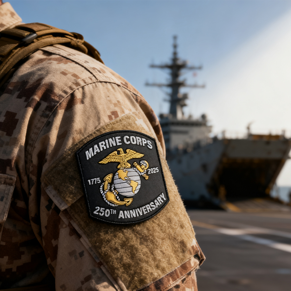 Custom United States Heritage Marine PVC Patch Factory Direct 3D Soft Rubber Emblem with Velcro Backing