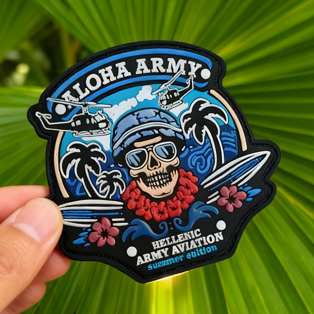 Personalized Greek Aviation PVC Rubber Patch 3D Embossed Soft Label Custom Design for Jackets Bags and Gear