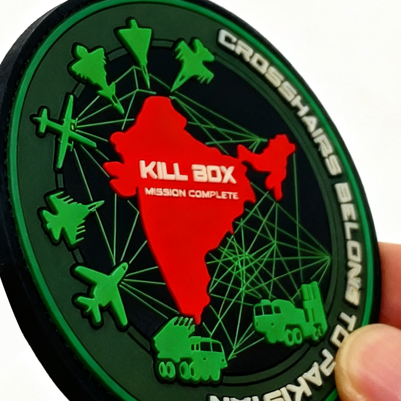 Custom Indian Aviation Wing PVC Patch 3D Rubber Hook Loop Badge