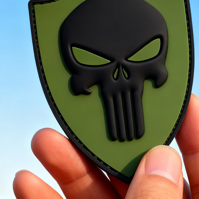 Skull Shield PVC Patch Durable 3D Rubber Emblem for Backpacks Jackets Outdoor Style Gear Decoration