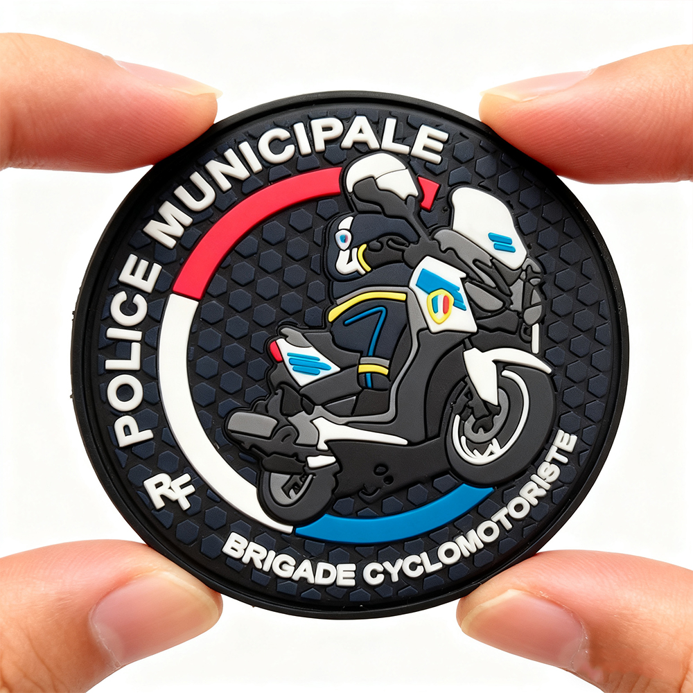 Custom 3D PVC Motorcycle Club Patch Soft Rubber Badge with Hook and Loop Backing for Jackets Bags and Rider Gear