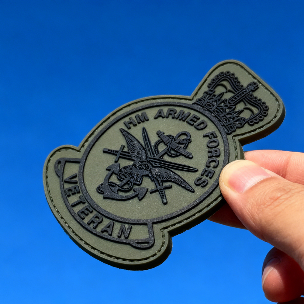 British Veterans PVC Emblem – Weatherproof Rubber Patch with Hook & Loop for Outdoor Packs and Apparel