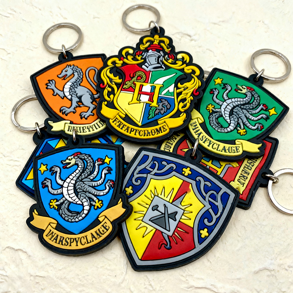 Wholesale Promotional Pvc Keychains Custom Designer Silicone University School Emblem Letter Key Chain Ring Rubber Keychain