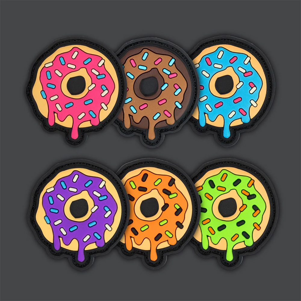Cute Doughnut Sprinkles PVC Patch Custom 3D Soft Rubber Badge with Hook and Loop for Bags Jackets and Collectors