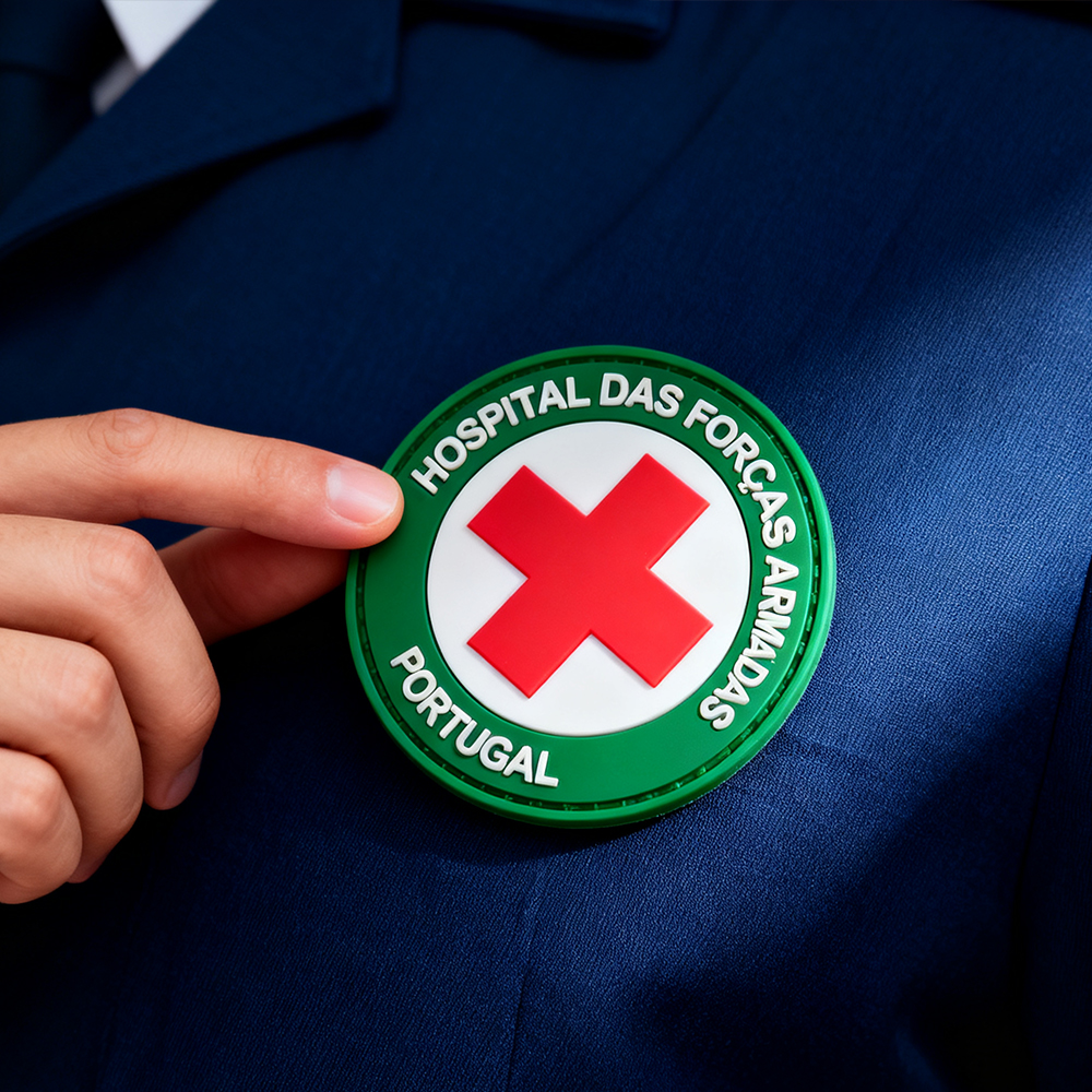 Custom Brazilian Armed Forces Hospital PVC Patch 3D Soft Rubber Badge with Hook and Loop Backing