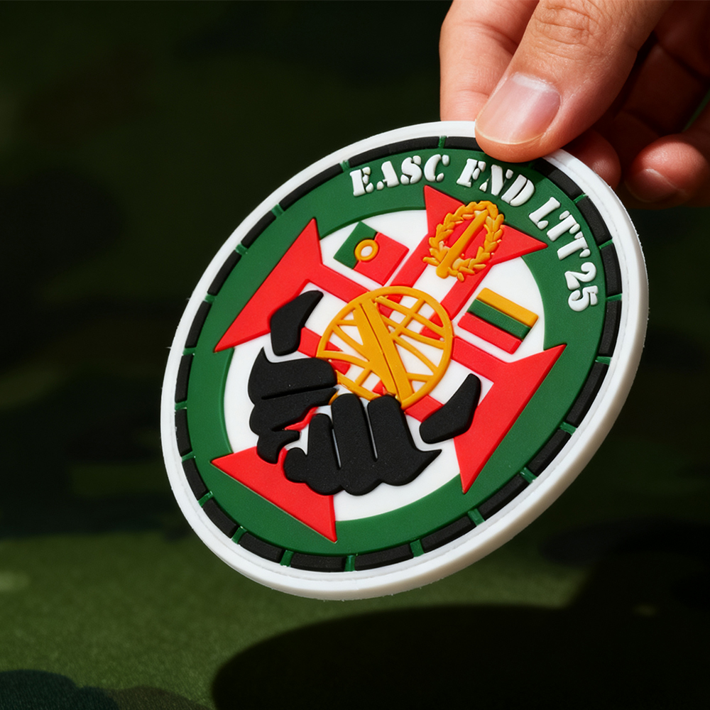 Custom EASC FND LTU25 Lithuania PVC Patch 3D Soft Rubber Badge with Hook and Loop Backing