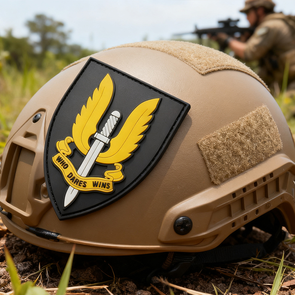 Premium SAS Style Tactical PVC Rubber Patch with Velcro Backing, 3D Embossed Design for Backpacks Jackets Gear Decoration