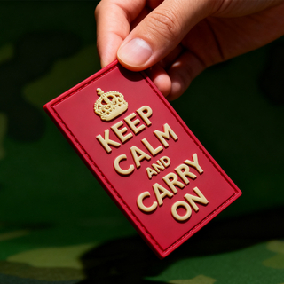 3D PVC “Keep Calm and Carry On” Morale Patch – Premium Rubber Badge for Tactical Gear & Outdoor Wear