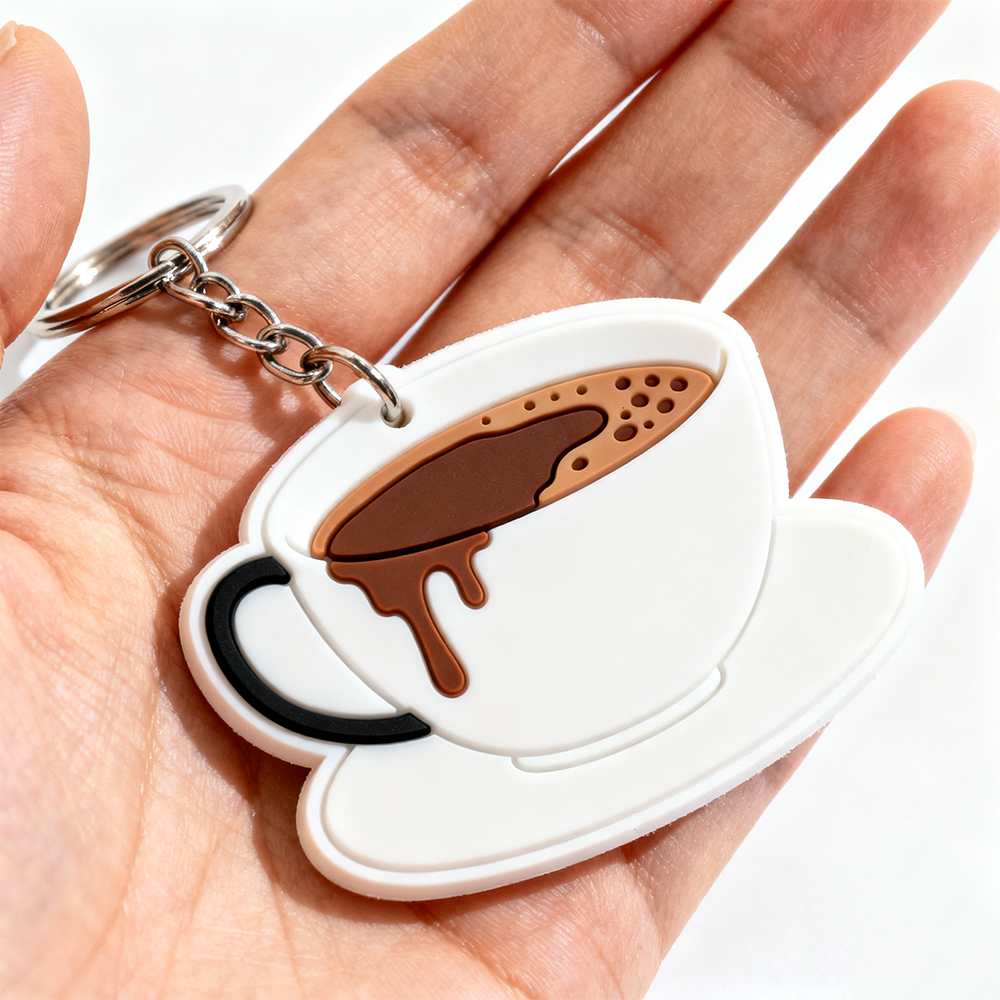 Custom Logo High Quality 3d Rubber Cartoon Coffee Milk Tea Cup Charms Soft Pvc Key Chain Personalized Key Ring Custom Keychain