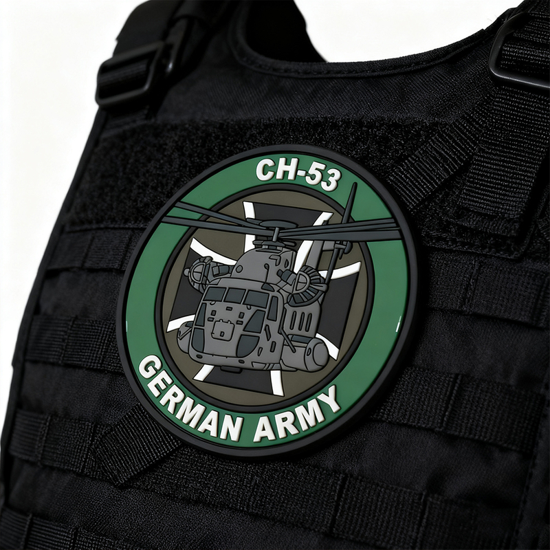 Custom German Helicopter PVC Patch Embossed 3D Rubber Aufnäher Logo for Jacket Backpack and Flight Gear