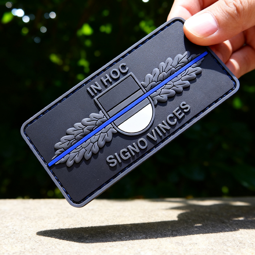Thin Blue Line Special Edition Custom 3D Soft PVC Rubber Patch Embossed Logo Badge with Hook and Loop Backing