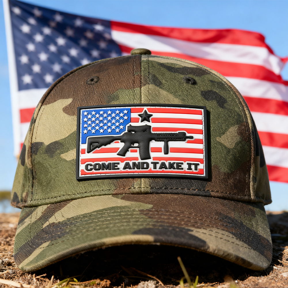 Come & Take It US Flag PVC Patch | Custom Rubber Morale Patch Manufacturer for Tactical Backpacks, Outdoor Gear & Everyday Carry