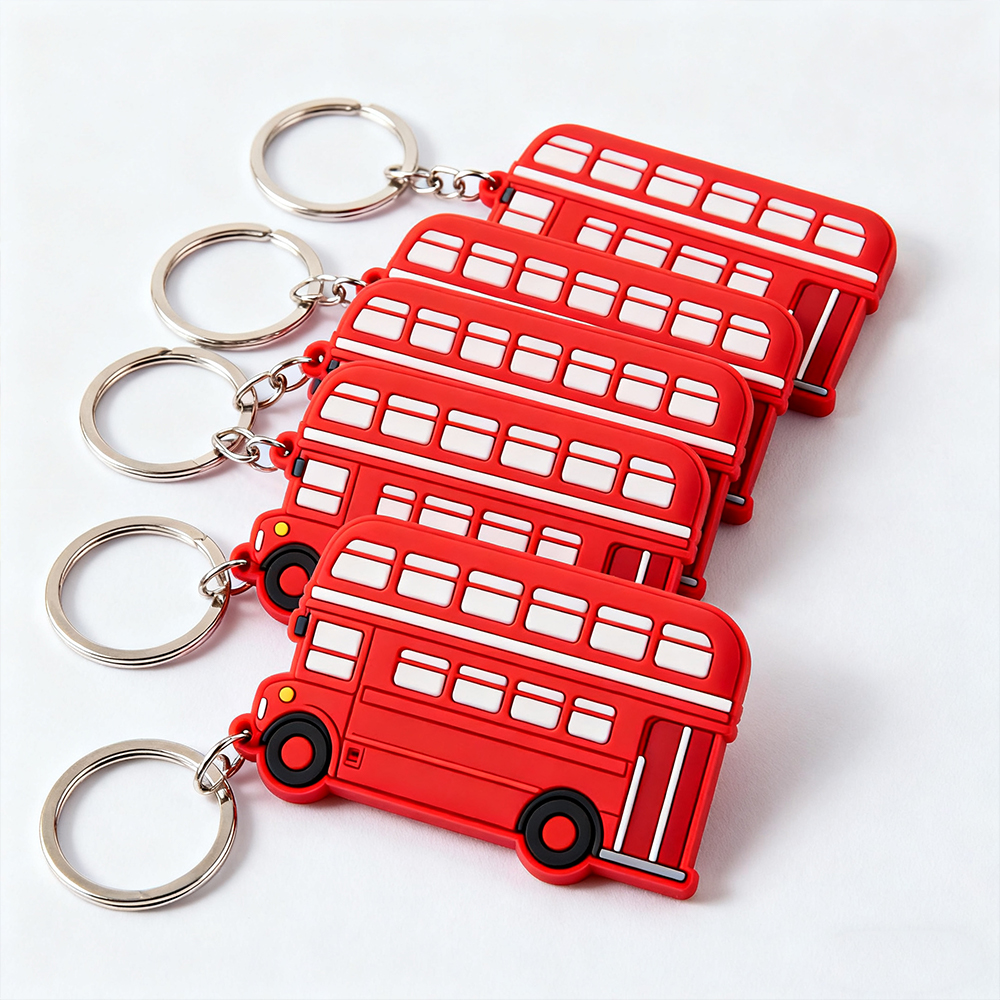 2D Pvc Rubber European One Piece Creative British Red Bus Big Ben Pendant Keychain London Phone Box Souvenir Keychains Rings