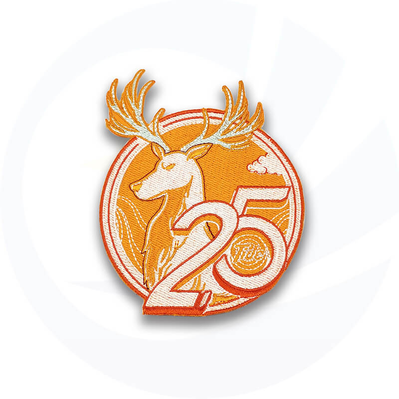 custom circle orange Embroidered Patches