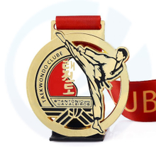 2024 China medal custom gold wrestling sports Korea metal jiu jitsu judo karate taekwondo medal with ribbon