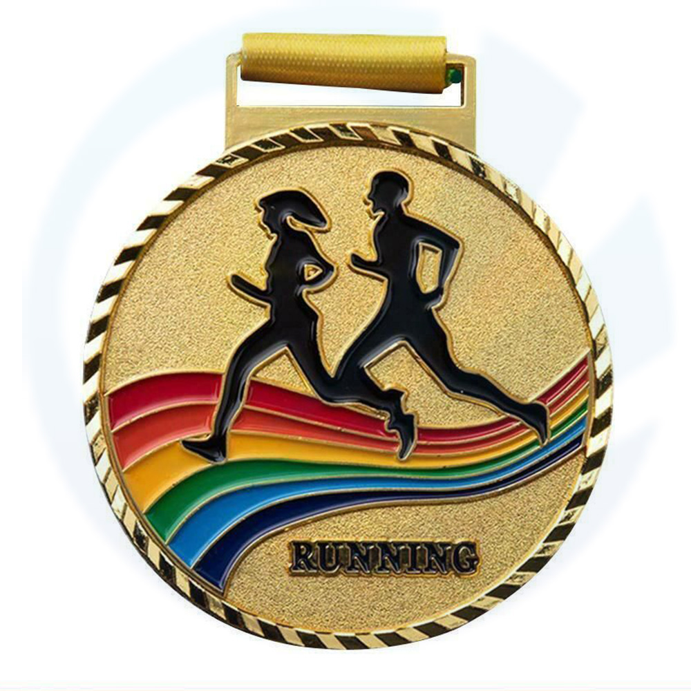 custom gold metal soccer 5k running medal with ribbon sports customised sports track and field medal custom marathon manufacturer bespoke medals