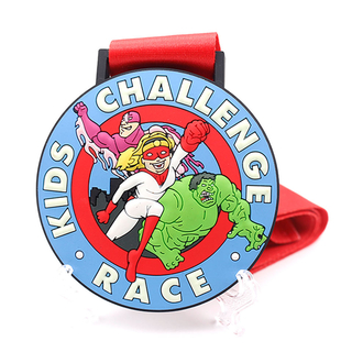Customised Silicone Rubber Kids Running Race Medallion Custom Winner Sport Pvc Medal No Moq