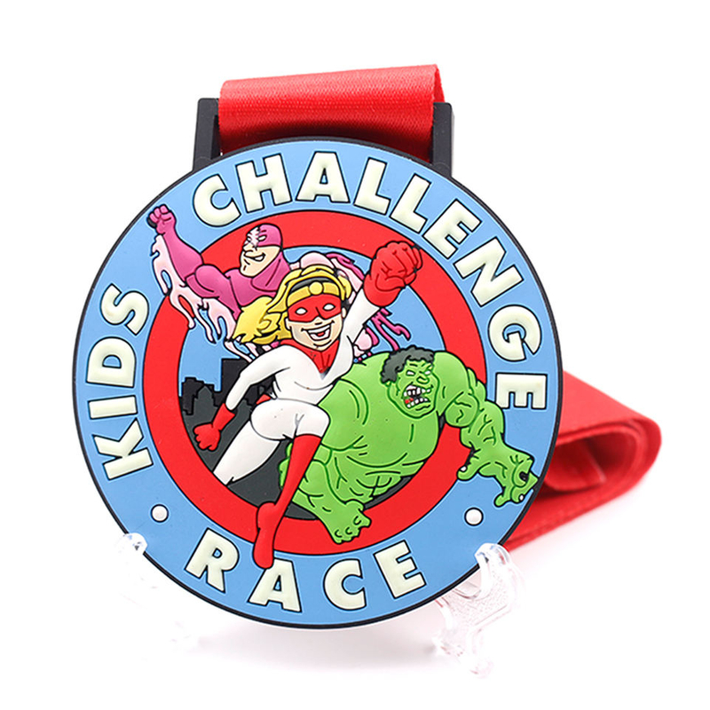 Customised Silicone Rubber Kids Running Race Medallion Custom Winner Sport Pvc Medal No Moq