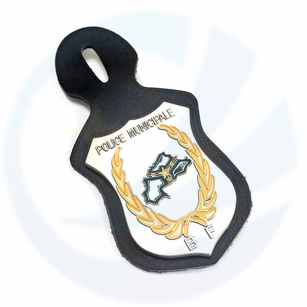 custom with PU leather strap hanging badge