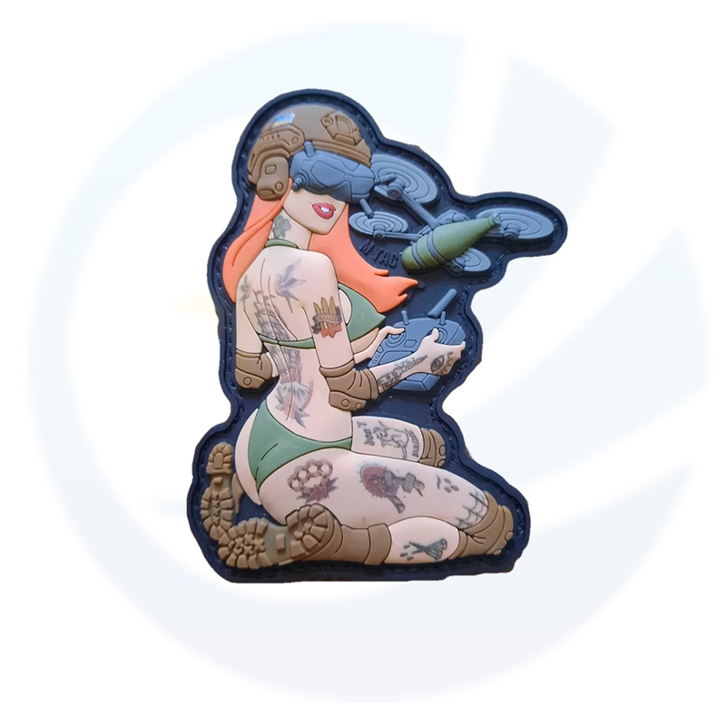 Sexy Pin up Redhead Girl PVC 3D Morale Patch Ukraine Army Drone Operator Badge