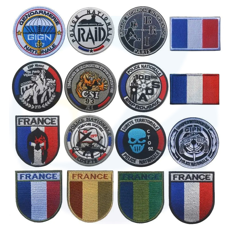 Designer Round Embroidery Badges Tactical Patch Custom Logo Sew on Full French Air Force Embroidered Patches for Garment