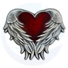 Heart with Angel Wings Pin - Antique Nickel