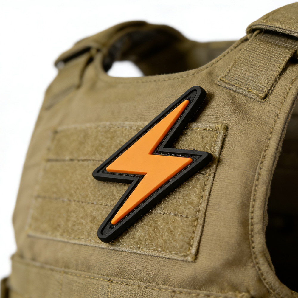 3D PVC Rubber Applique Patch With Hook,Lightning Stickers Badges Tactical Patches For Backpack,Hat,Armband
