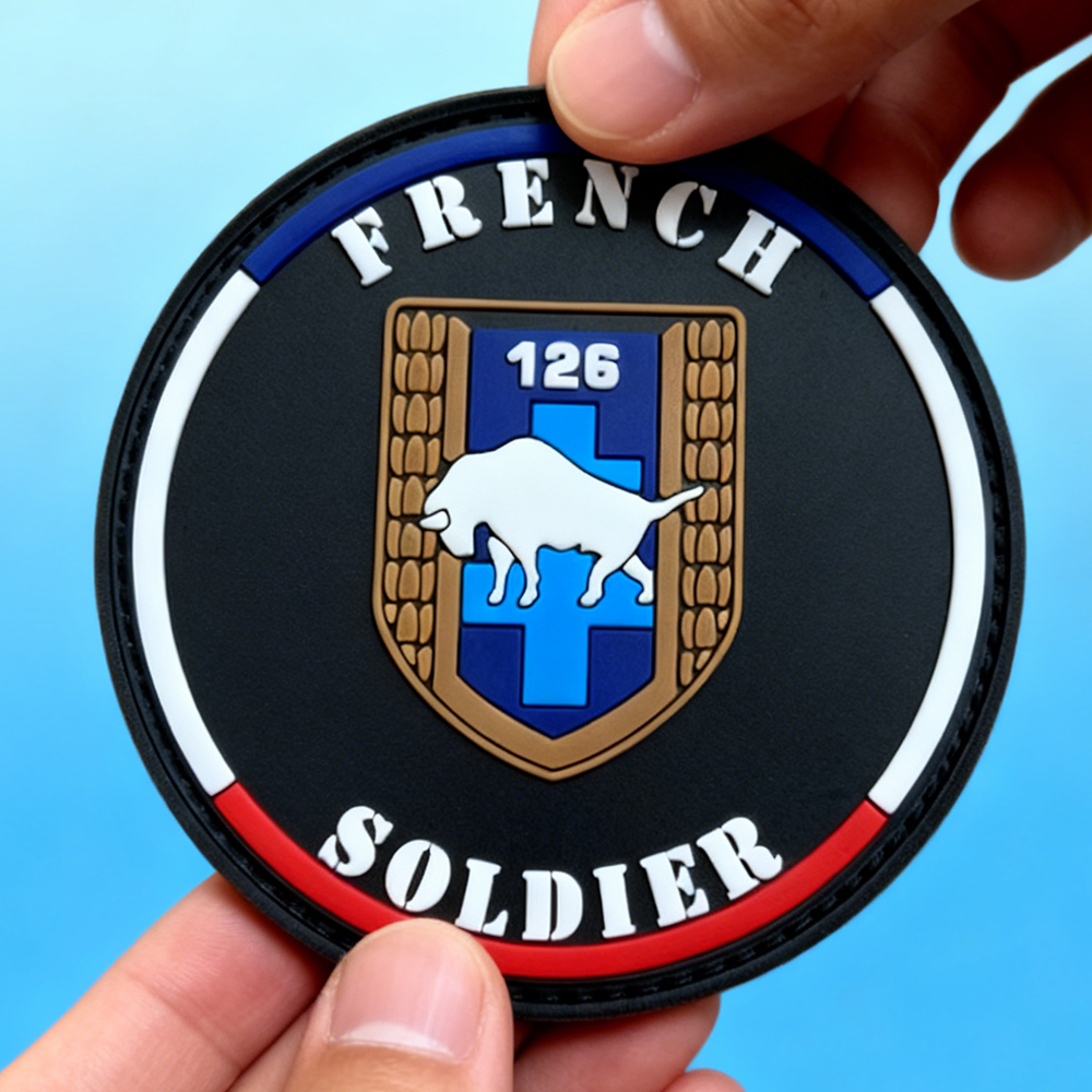 French Style Uniform PVC Patch Custom Soft Rubber Emblem Inspired by Classic French Elements for Clothing Bags Accessories