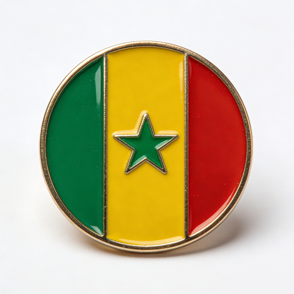 Custom High Quality Metal Enamel Senegal Pin Badge Magnet Souvenir Senegal Senegalese Map Flag National Emblem Brooches Badges Lapel Pins