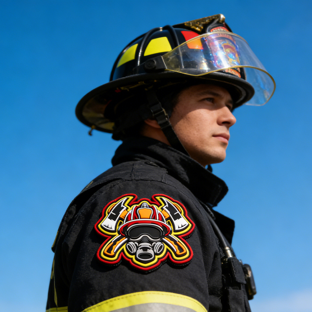 Custom Firefighter 3D PVC Rubber Patch High Detail Firefighter Badge Soft Rubber Patch for Apparel Equipment Accessories