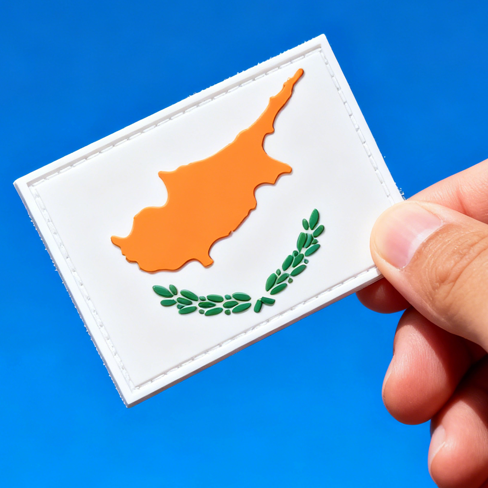PVC Patch Morale Patch Cyprus Flag Custom Soft Rubber Cyprus Emblem Durable PVC Badge for Clothing Bags Outdoor Gear