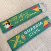 Custom Spain Police Embroidery Key Tag Double Sided Woven Keychain for Uniform and Duty Use OEM
