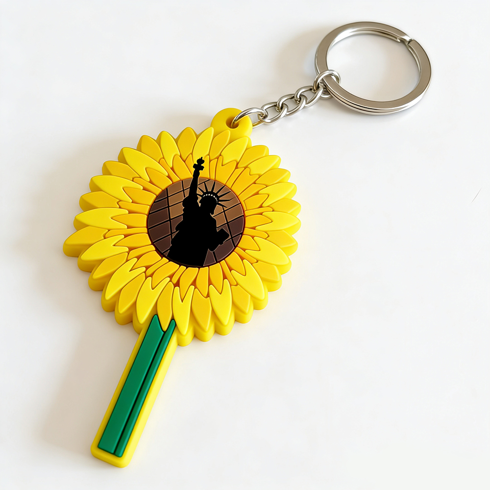 High Quality Hot Sales Usa Sunflower Custom Soft PVC Make Your Own Key Chain