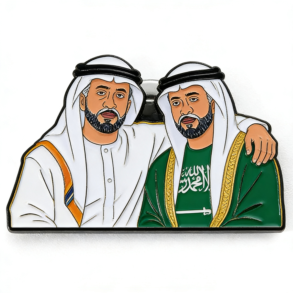 High Quality Black Metal Soft Enamel Saudi Arabia Pin National Day Souvenir Gifts Custom Brooch Pins Magnet Badge