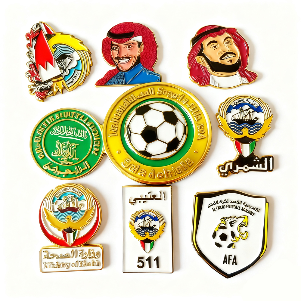Manufacturer Personalized Design Saudi Logo Magnetic 3M Enamel Pin Badge Phone Case Metal Mobile Adhesive Custom Phone Sticker